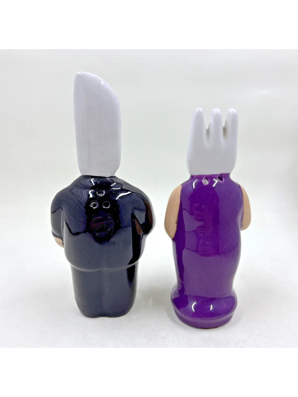 RARE Vintage Anthropomorphic Fork N Spoon Salt & Pepper Shakers Set Kitschy